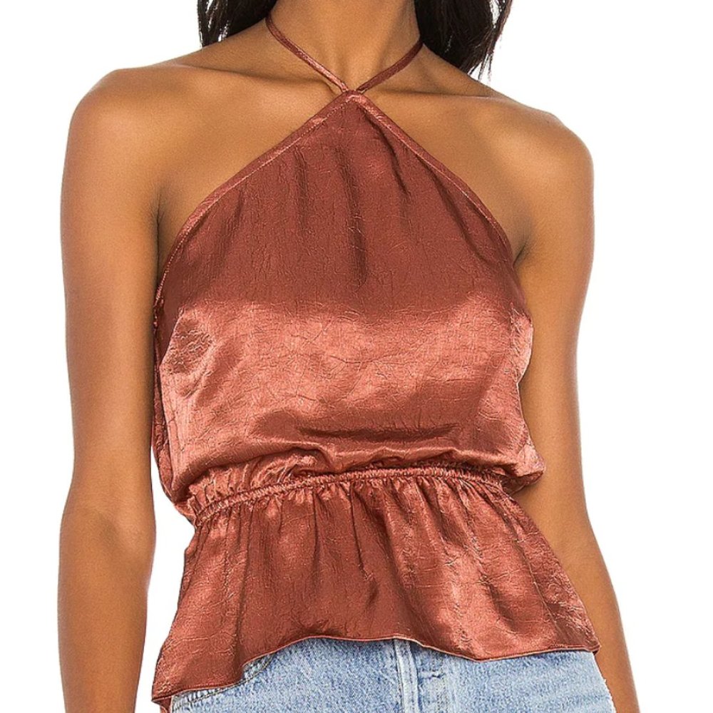 X REVOLVE Katrien Top - burnt orange silk halter